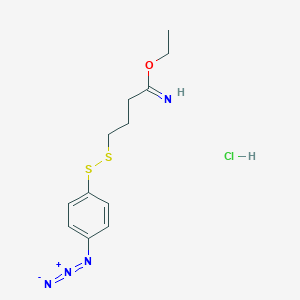molecular formula C12H17ClN4OS2 B1263161 Ethyl 4-[(4-azidophenyl)disulfanyl]butanimidoate hydrochloride 