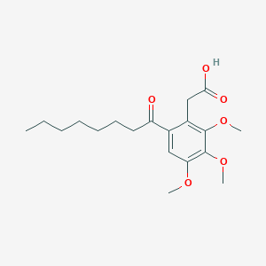 molecular formula C19H28O6 B12631635 Benzeneacetic acid, 2,3,4-triMethoxy-6-(1-oxooctyl)- 