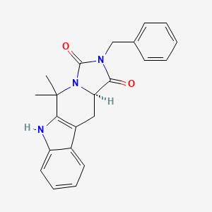 molecular formula C22H21N3O2 B1263193 (15R)-13-benzyl-10,10-dimethyl-8,11,13-triazatetracyclo[7.7.0.02,7.011,15]hexadeca-1(9),2,4,6-tetraene-12,14-dione 