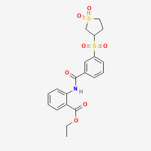 molecular formula C20H21NO7S2 B12631940 Ethyl 2-[({3-[(1,1-dioxidotetrahydrothiophen-3-yl)sulfonyl]phenyl}carbonyl)amino]benzoate 