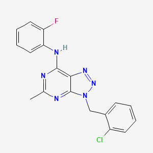 molecular formula C18H14ClFN6 B1263196 3-[(2-chlorophenyl)methyl]-N-(2-fluorophenyl)-5-methyl-7-triazolo[4,5-d]pyrimidinamine 
