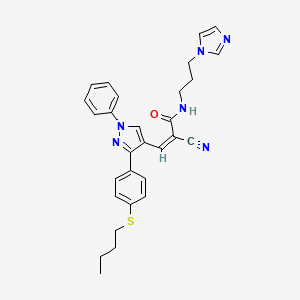 molecular formula C29H30N6OS B12632085 (Z)-3-[3-(4-butylsulfanylphenyl)-1-phenylpyrazol-4-yl]-2-cyano-N-(3-imidazol-1-ylpropyl)prop-2-enamide 
