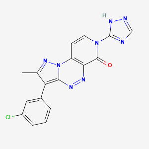 molecular formula C17H11ClN8O B12632236 5-(3-chlorophenyl)-4-methyl-11-(1H-1,2,4-triazol-5-yl)-2,3,7,8,11-pentazatricyclo[7.4.0.02,6]trideca-1(9),3,5,7,12-pentaen-10-one 