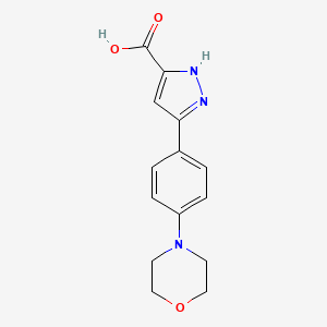 molecular formula C14H15N3O3 B12632299 3-(4-morpholin-4-ylphenyl)-1{H}-pyrazole-5-carboxylic acid 