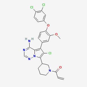 molecular formula C27H24Cl3N5O3 B12632389 2-Propen-1-one, 1-[3-[4-amino-6-chloro-5-[4-(3,4-dichlorophenoxy)-3-methoxyphenyl]pyrrolo[2,1-f][1,2,4]triazin-7-yl]-1-piperidinyl]- 