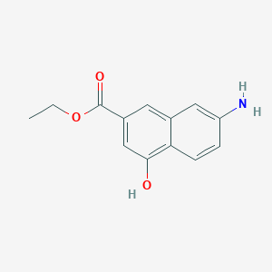 molecular formula C13H13NO3 B12632445 2-Naphthalenecarboxylic acid, 7-amino-4-hydroxy-, ethyl ester 