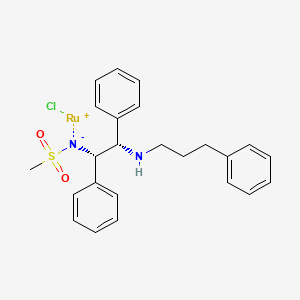 molecular formula C24H27ClN2O2RuS B12632461 chlororuthenium(1+);[(1S,2S)-1,2-diphenyl-2-(3-phenylpropylamino)ethyl]-methylsulfonylazanide 