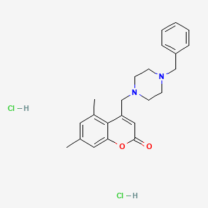 molecular formula C23H28Cl2N2O2 B12632491 4-((4-benzylpiperazin-1-yl)methyl)-5,7-dimethyl-2H-chromen-2-one dihydrochloride 
