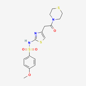 molecular formula C16H19N3O4S3 B12632689 4-methoxy-N-[(2Z)-4-[2-oxo-2-(thiomorpholin-4-yl)ethyl]-1,3-thiazol-2(3H)-ylidene]benzenesulfonamide 