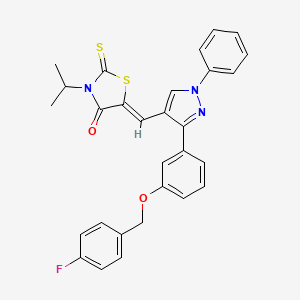 molecular formula C29H24FN3O2S2 B12632898 (5Z)-5-[(3-{3-[(4-fluorobenzyl)oxy]phenyl}-1-phenyl-1H-pyrazol-4-yl)methylidene]-3-(propan-2-yl)-2-thioxo-1,3-thiazolidin-4-one 