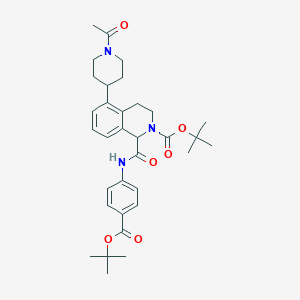 molecular formula C33H43N3O6 B12632980 tert-butyl 5-(1-acetylpiperidin-4-yl)-1-[[4-[(2-methylpropan-2-yl)oxycarbonyl]phenyl]carbamoyl]-3,4-dihydro-1H-isoquinoline-2-carboxylate 