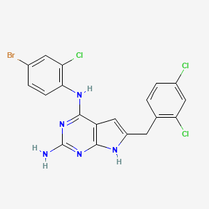 molecular formula C19H13BrCl3N5 B12633053 7H-Pyrrolo[2,3-d]pyrimidine-2,4-diamine, N4-(4-bromo-2-chlorophenyl)-6-[(2,4-dichlorophenyl)methyl]- 