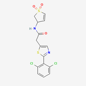 molecular formula C15H12Cl2N2O3S2 B12633099 2-[2-(2,6-dichlorophenyl)-1,3-thiazol-5-yl]-N-(1,1-dioxido-2,3-dihydrothiophen-3-yl)acetamide 