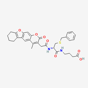 molecular formula C32H34N2O7S B12633102 4-({S-benzyl-N-[(4-methyl-2-oxo-6,7,8,9-tetrahydro-2H-[1]benzofuro[3,2-g]chromen-3-yl)acetyl]-D-cysteinyl}amino)butanoic acid 