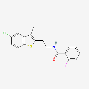 molecular formula C18H15ClINOS B12633186 N-[2-(5-chloro-3-methyl-1-benzothiophen-2-yl)ethyl]-2-iodobenzamide CAS No. 920537-64-0