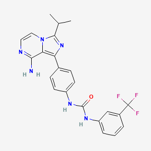 molecular formula C23H21F3N6O B12633280 Urea, N-[4-[8-aMino-3-(1-Methylethyl)iMidazo[1,5-a]pyrazin-1-yl]phenyl]-N'-[3-(trifluoroMethyl)phenyl]- 