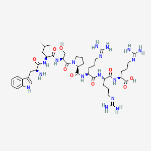 molecular formula C43H71N17O9 B12633327 L-Tryptophyl-L-leucyl-L-seryl-L-prolyl-N~5~-(diaminomethylidene)-L-ornithyl-N~5~-(diaminomethylidene)-L-ornithyl-N~5~-(diaminomethylidene)-L-ornithine CAS No. 920011-56-9