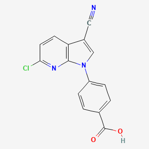 molecular formula C15H8ClN3O2 B12633397 Benzoic acid, 4-(6-chloro-3-cyano-1H-pyrrolo[2,3-b]pyridin-1-yl)- 