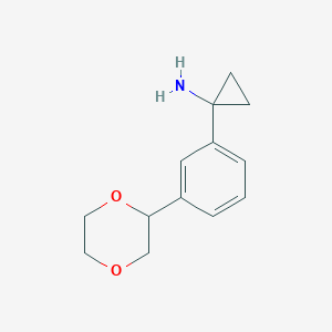 molecular formula C13H17NO2 B12633550 Cyclopropanamine, 1-[3-(1,4-dioxan-2-yl)phenyl]- 