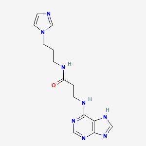 molecular formula C14H18N8O B12634197 N-[3-(1H-imidazol-1-yl)propyl]-N~3~-7H-purin-6-yl-beta-alaninamide 