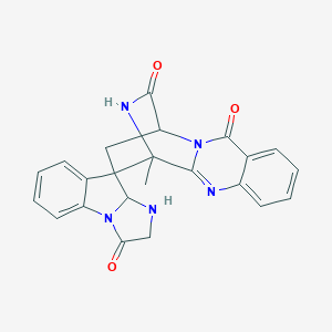molecular formula C23H19N5O3 B126344 (1R-(1alpha,4alpha,13R*(S*)))-1',9'a-Dihydro-1-methylspiro(1,4-ethano-2H-pyrazino(2,1-b)quinazoline-13,9'-(9H)imidazo(1,2-a)indole)-3,3',6(1H,2'H,4H)-trione CAS No. 157075-58-6