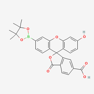 molecular formula C27H23BO8 B12634648 Spiro[isobenzofuran-1(3H),9'-[9H]xanthene]-6-carboxylic acid, 3'-hydroxy-3-oxo-6'-(4,4,5,5-tetramethyl-1,3,2-dioxaborolan-2-yl)- 