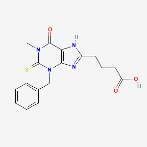 4-[1-methyl-6-oxo-3-(phenylmethyl)-2-sulfanylidene-7H-purin-8-yl]butanoic acid