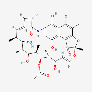 molecular formula C36H44NO12- B1263526 27-O-demethylrifamycin SV(1-) 