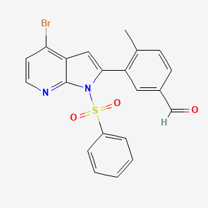 molecular formula C21H15BrN2O3S B12635336 Benzaldehyde, 3-[4-bromo-1-(phenylsulfonyl)-1H-pyrrolo[2,3-b]pyridin-2-yl]-4-methyl- 
