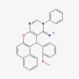 molecular formula C28H21N3O2 B1263587 18-(2-Methoxyphenyl)-15-phenyl-11-oxa-13,15-diazatetracyclo[8.8.0.02,7.012,17]octadeca-1(10),2,4,6,8,12(17),13-heptaen-16-imine 
