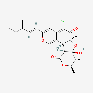 molecular formula C23H27ClO6 B1263596 (6aS,7aR,8R,9R,11aR,11bS)-5-chloro-7a-hydroxy-6a,8,9-trimethyl-3-[(1E)-3-methylpent-1-en-1-yl]-6a,7a,8,9,11a,11b-hexahydro-6H,11H-pyrano[3',4':4,5]furo[2,3-h][2]benzopyran-6,11-dione 