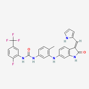 1-[2-fluoro-5-(trifluoromethyl)phenyl]-3-[4-methyl-3-[[(3E)-2-oxo-3-(1H-pyrrol-2-ylmethylidene)-1H-indol-6-yl]amino]phenyl]urea