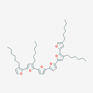 molecular formula C48H62O6 B12636048 3-Hexyl-2-(4-hexylfuran-2-yl)-5-[5-[5-[3-hexyl-5-(3-hexylfuran-2-yl)furan-2-yl]furan-2-yl]furan-2-yl]furan CAS No. 920007-47-2