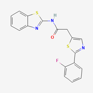 molecular formula C18H12FN3OS2 B12636269 N-[(2E)-1,3-benzothiazol-2(3H)-ylidene]-2-[2-(2-fluorophenyl)-1,3-thiazol-5-yl]acetamide 