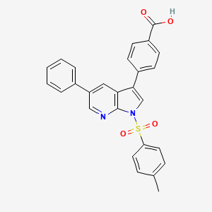 molecular formula C27H20N2O4S B12636328 Benzoic acid, 4-[1-[(4-methylphenyl)sulfonyl]-5-phenyl-1H-pyrrolo[2,3-b]pyridin-3-yl]- 