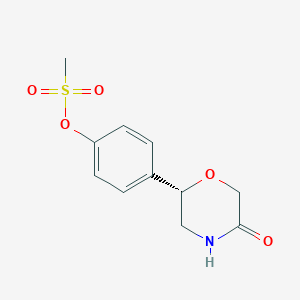 molecular formula C11H13NO5S B12636497 4-[(2S)-5-Oxomorpholin-2-yl]phenyl methanesulfonate CAS No. 920799-61-7