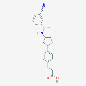 molecular formula C23H26N2O2 B12636519 Benzenepropanoic acid, 4-[(1S,3S)-3-[[(1R)-1-(3-cyanophenyl)ethyl]amino]cyclopentyl]- 