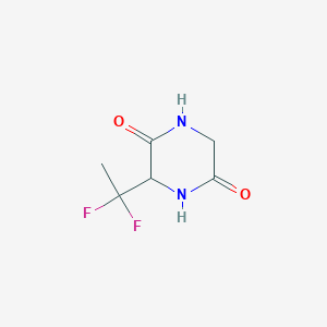 molecular formula C6H8F2N2O2 B126370 3-(1,1-Difluoroethyl)piperazine-2,5-dione CAS No. 140647-73-0