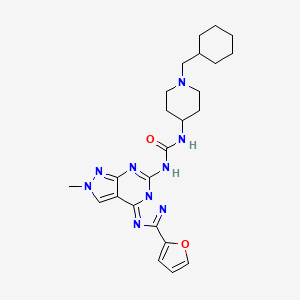 molecular formula C24H31N9O2 B12637417 Urea, N-[1-(cyclohexylmethyl)-4-piperidinyl]-N'-[2-(2-furanyl)-8-methyl-8H-pyrazolo[4,3-e][1,2,4]triazolo[1,5-c]pyrimidin-5-yl]- 