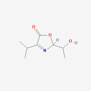 molecular formula C8H13NO3 B126378 2-(1-Hydroxyethyl)-4-isopropyloxazol-5(2H)-one CAS No. 152343-09-4