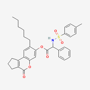 molecular formula C33H35NO6S B12638071 (8-hexyl-4-oxo-2,3-dihydro-1H-cyclopenta[c]chromen-7-yl) 2-[(4-methylphenyl)sulfonylamino]-2-phenylacetate 