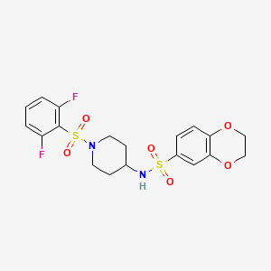 molecular formula C19H20F2N2O6S2 B1263915 N-[1-(2,6-difluorophenyl)sulfonyl-4-piperidinyl]-2,3-dihydro-1,4-benzodioxin-6-sulfonamide 