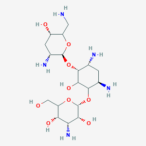 (2S,3R,4R,5S)-4-amino-2-[(3R,4R,6R)-4,6-diamino-3-[[(2S,3R,5S)-3-amino-6-(aminomethyl)-5-hydroxy-2-oxanyl]oxy]-2-hydroxycyclohexyl]oxy-6-(hydroxymethyl)oxane-3,5-diol