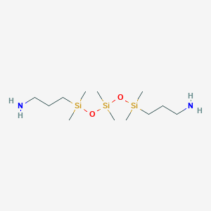 molecular formula C12H34N2O2Si3 B012640 3-[[[3-Aminopropyl(dimethyl)silyl]oxy-dimethylsilyl]oxy-dimethylsilyl]propan-1-amine CAS No. 106214-84-0