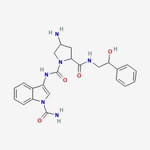 molecular formula C23H26N6O4 B12640035 4-amino-1-N-(1-carbamoylindol-3-yl)-2-N-(2-hydroxy-2-phenylethyl)pyrrolidine-1,2-dicarboxamide 