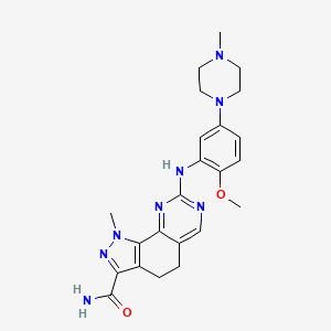 molecular formula C23H28N8O2 B12640134 1H-Pyrazolo[4,3-h]quinazoline-3-carboxamide, 4,5-dihydro-8-[[2-methoxy-5-(4-methyl-1-piperazinyl)phenyl]amino]-1-methyl- 