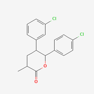 molecular formula C18H16Cl2O2 B12640647 2H-Pyran-2-one, 5-(3-chlorophenyl)-6-(4-chlorophenyl)tetrahydro-3-methyl-, (5R,6R)- 
