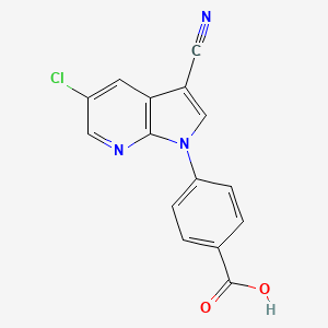molecular formula C15H8ClN3O2 B12640689 Benzoic acid, 4-(5-chloro-3-cyano-1H-pyrrolo[2,3-b]pyridin-1-yl)- 