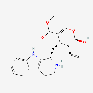 molecular formula C21H25N2O4+ B1264085 Strictosidine aglycone(1+) 