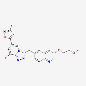 molecular formula C24H22FN5O3 B12640950 Quinoline, 6-[(1S)-1-[8-fluoro-6-(3-methyl-5-isoxazolyl)-1,2,4-triazolo[4,3-a]pyridin-3-yl]ethyl]-3-(2-methoxyethoxy)- 
